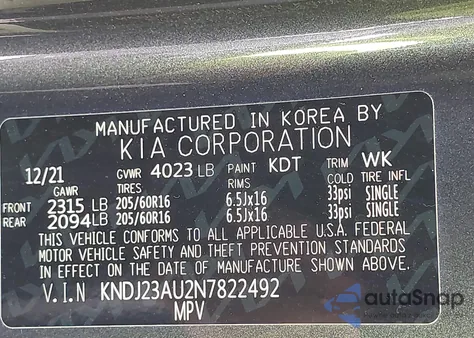 2022 Kia Soul Lx z USA, uszkodzony, nr VIN KNDJ23AU2N7822492